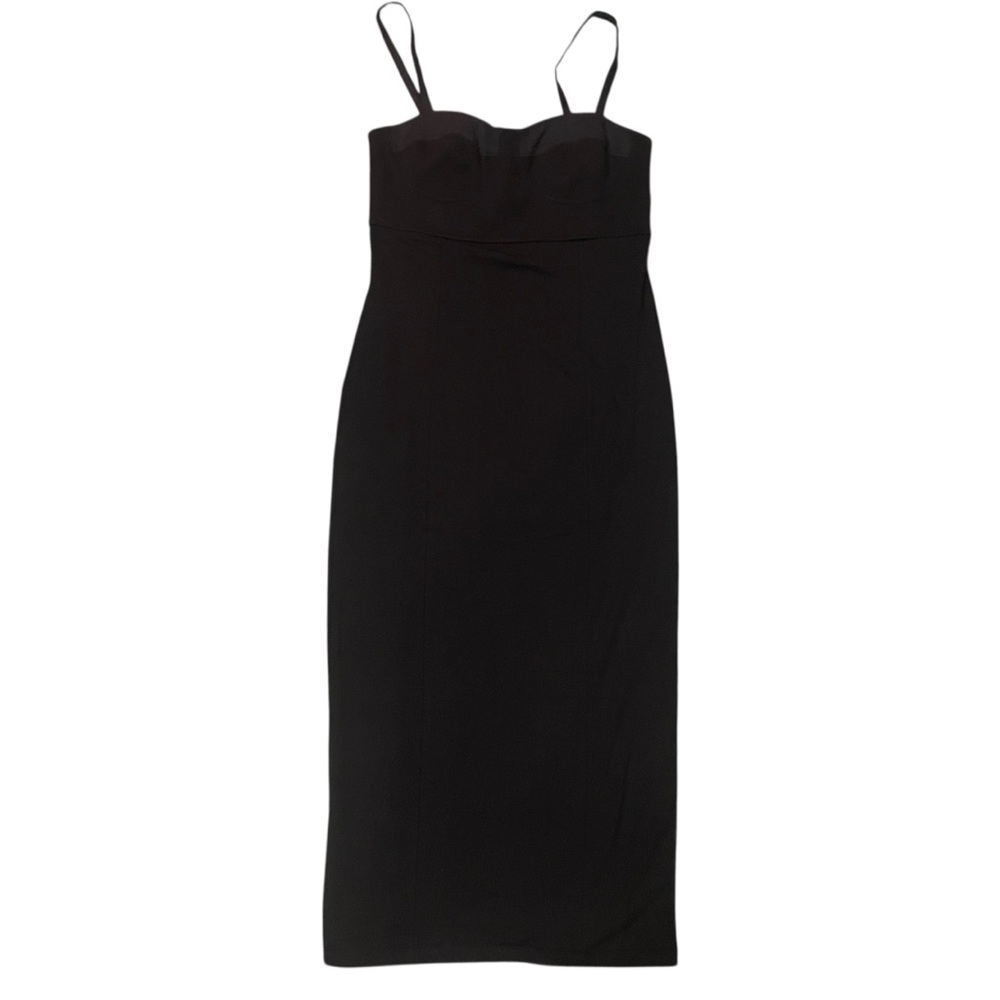 ATM‎ Black Cotton Jersey Bodycone Midi Dress Size S Feminine Vampire Evening
